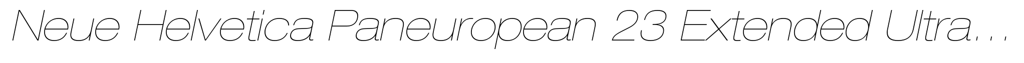 Neue Helvetica Paneuropean 23 Extended Ultra Light Oblique image